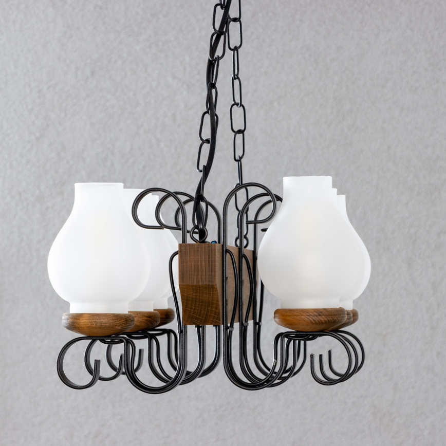 Brilagi - Lampadario a sospensione con catena QUEEN 6xE14/40W/230V faggio