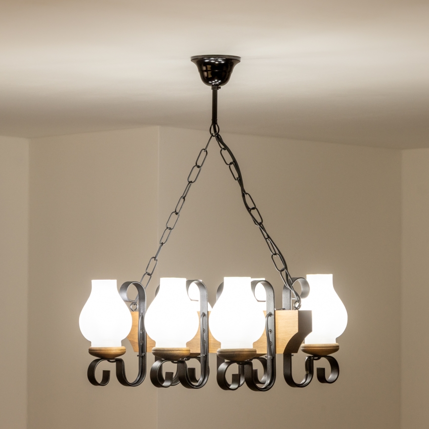 Brilagi - Lampadario a sospensione con catena QUEEN 6xE14/40W/230V faggio