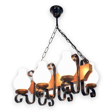 Brilagi - Lampadario a sospensione con catena QUEEN 6xE14/40W/230V faggio/noce