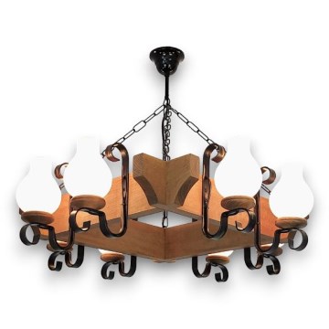 Brilagi - Lampadario a sospensione con catena QUEEN 8xE14/40W/230V faggio