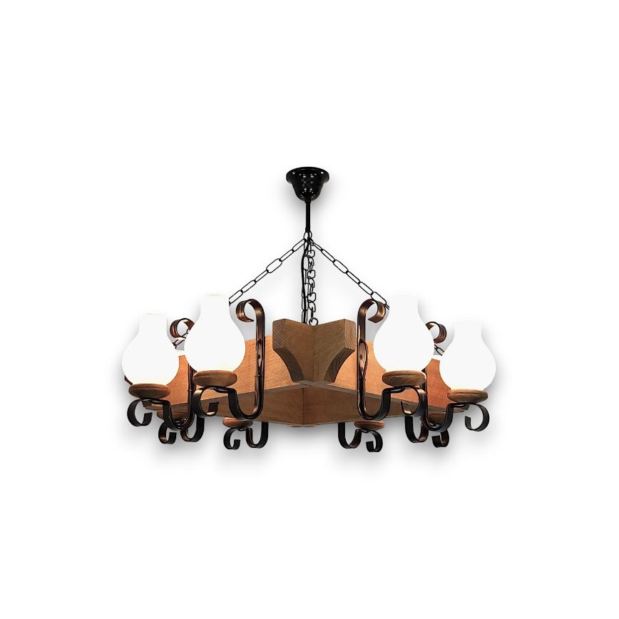 Brilagi - Lampadario a sospensione con catena QUEEN 8xE14/40W/230V faggio