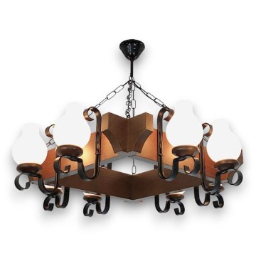 Brilagi - Lampadario a sospensione con catena QUEEN 8xE14/40W/230V faggio/noce