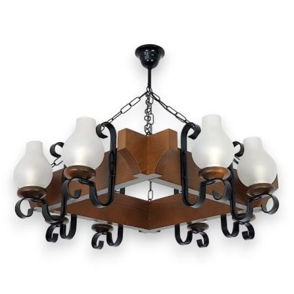 Brilagi - Lampadario a sospensione con catena QUEEN 8xE14/40W/230V faggio/noce