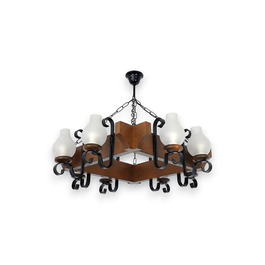 Brilagi - Lampadario a sospensione con catena QUEEN 8xE14/40W/230V faggio/noce