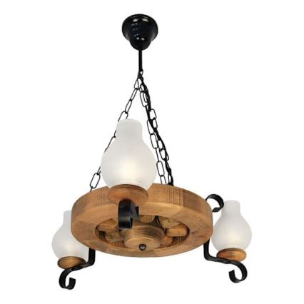 Brilagi - Lampadario a sospensione con catena ROATA 3xE14/40W/230V faggio