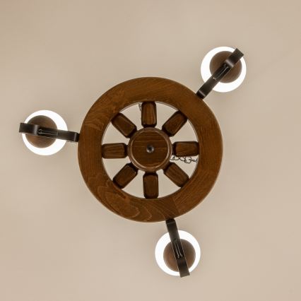Brilagi - Lampadario a sospensione con catena ROATA 3xE14/40W/230V faggio/noce