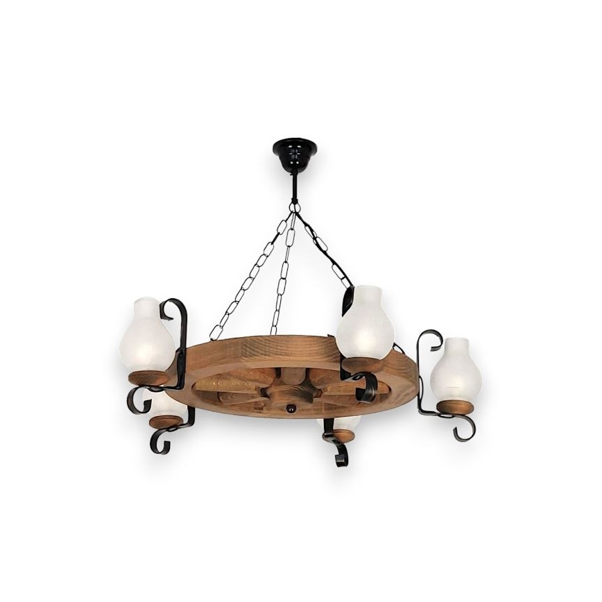 Brilagi - Lampadario a sospensione con catena ROATA 5xE14/40W/230V faggio