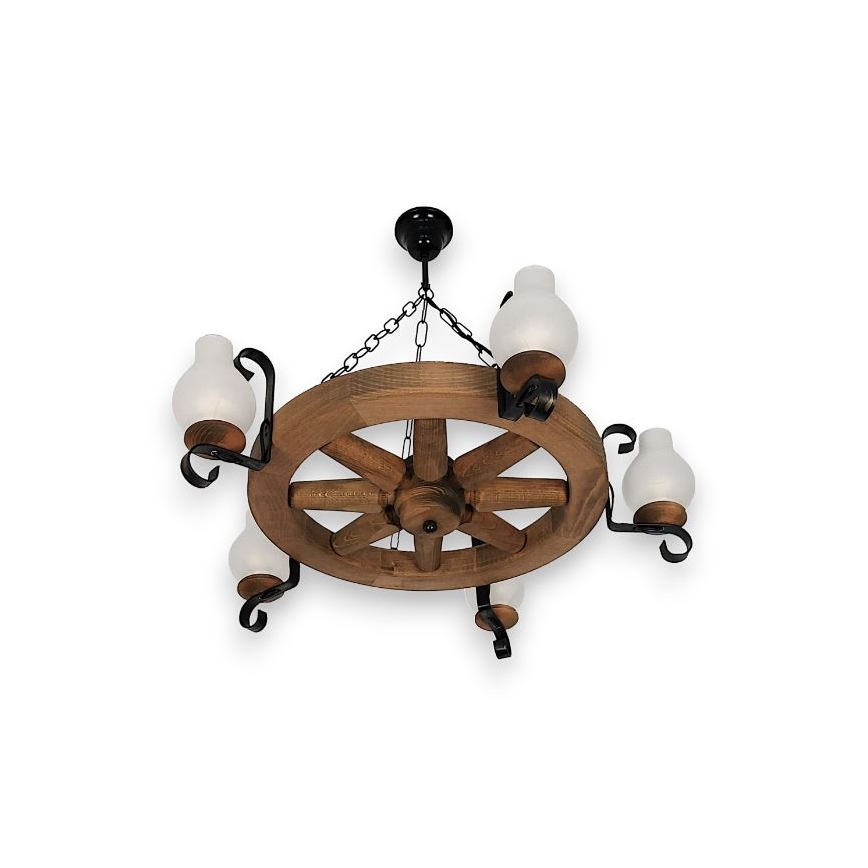 Brilagi - Lampadario a sospensione con catena ROATA 5xE14/40W/230V faggio