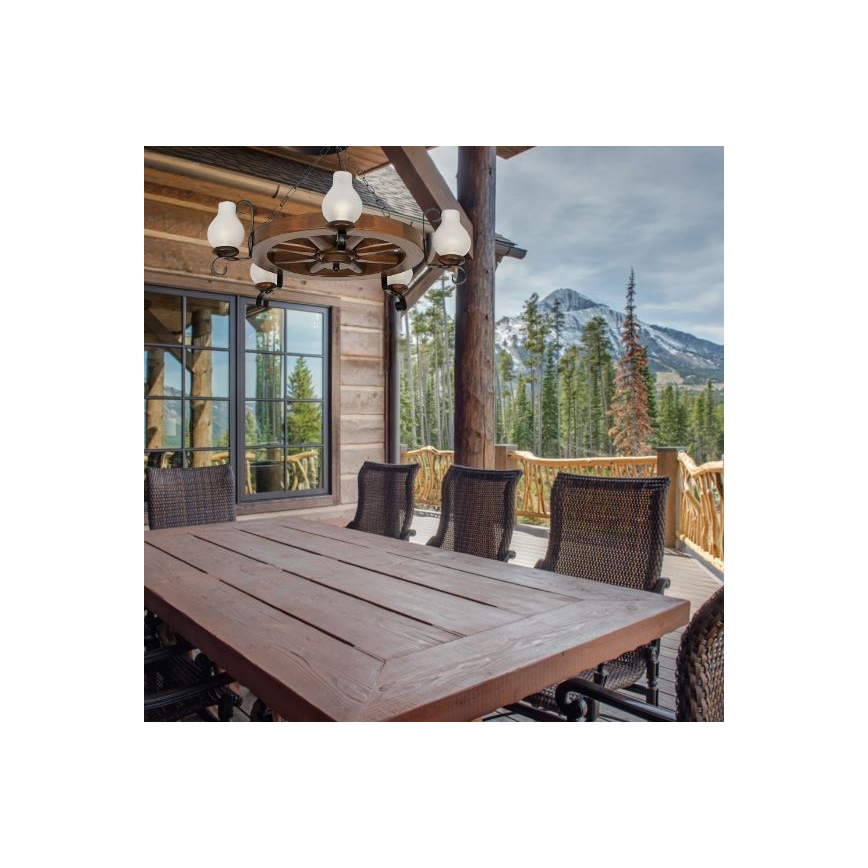 Brilagi - Lampadario a sospensione con catena ROATA 5xE14/40W/230V faggio/noce