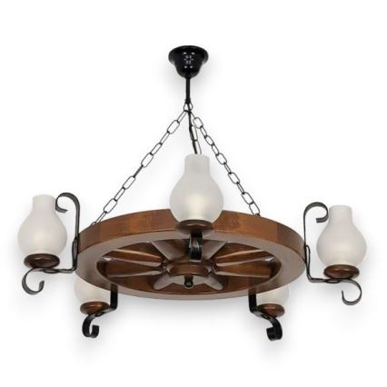 Brilagi - Lampadario a sospensione con catena ROATA 5xE14/40W/230V faggio/noce