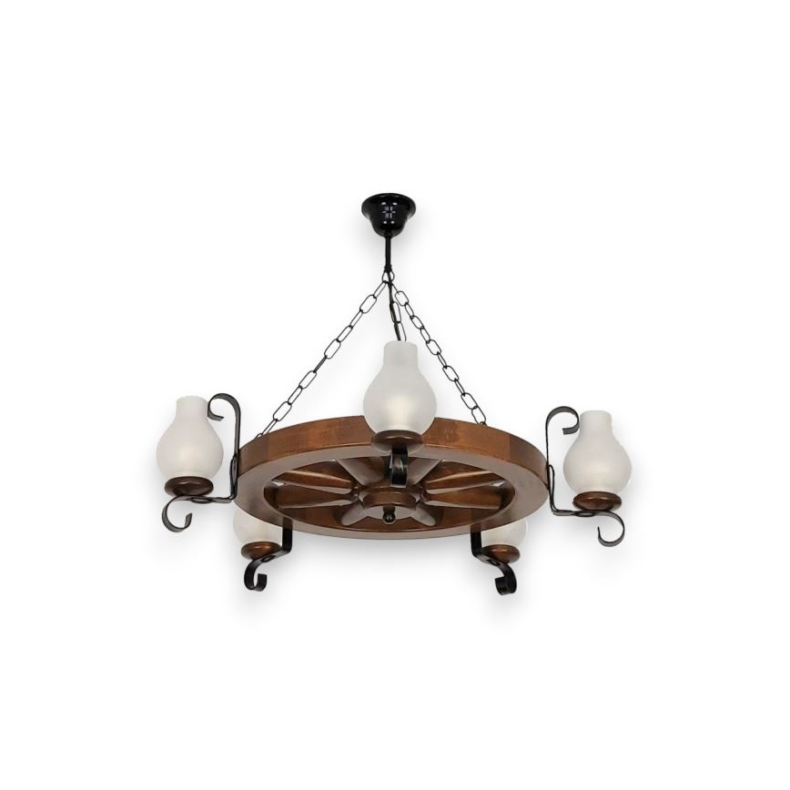 Brilagi - Lampadario a sospensione con catena ROATA 5xE14/40W/230V faggio/noce