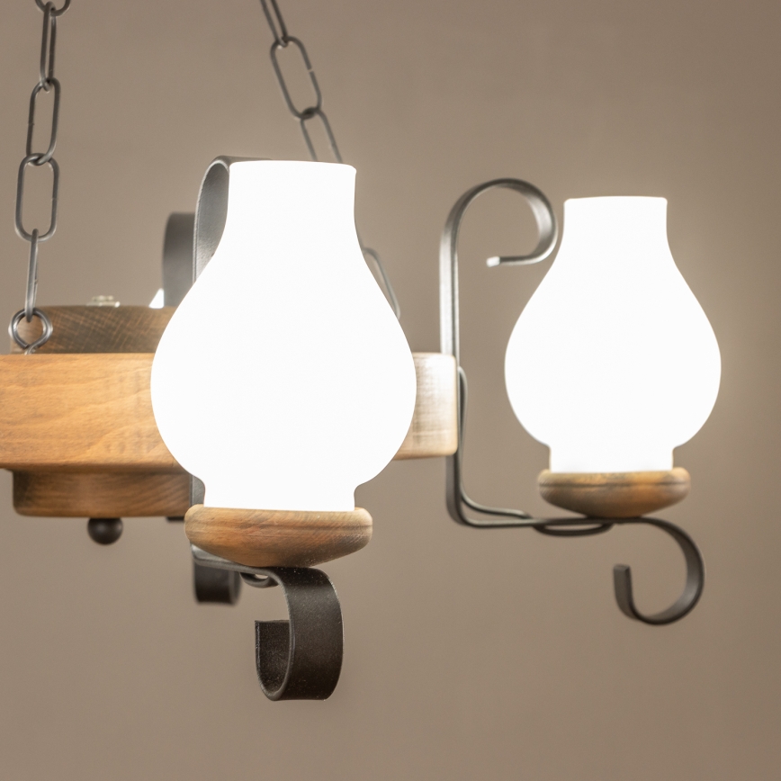 Brilagi - Lampadario a sospensione con catena ROATA 5xE14/40W/230V Ø 50 cm in faggio