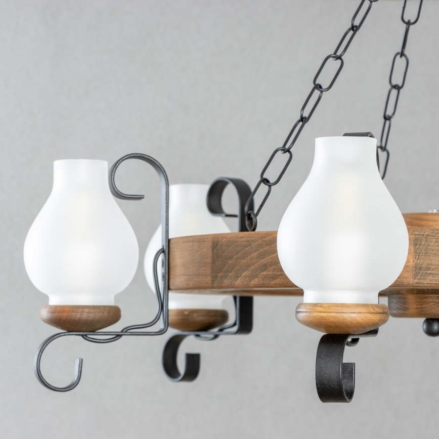 Brilagi - Lampadario a sospensione con catena ROATA 6xE14/40W/230V diam. 70 cm faggio