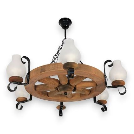 Brilagi - Lampadario a sospensione con catena ROATA 6xE14/40W/230V faggio