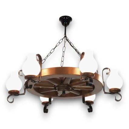 Brilagi - Lampadario a sospensione con catena ROATA 6xE14/40W/230V faggio/noce