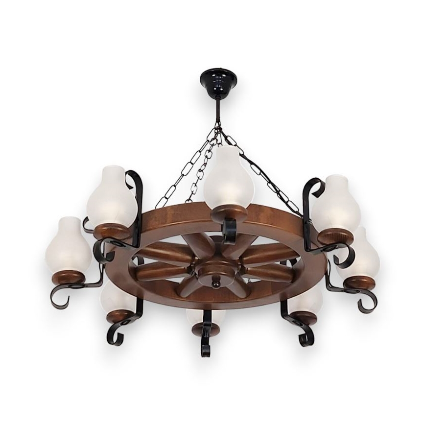 Brilagi - Lampadario a sospensione con catena ROATA 8xE14/40W/230V faggio/noce