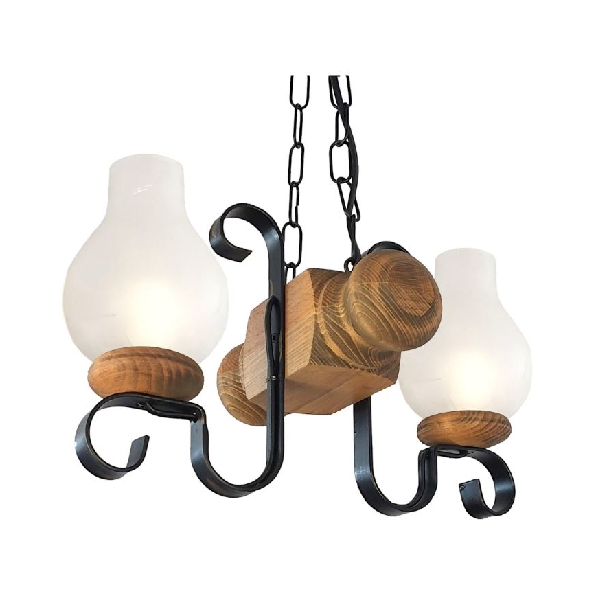 Brilagi - Lampadario a sospensione con catena RUSTIC 2xE14/40W/230V faggio