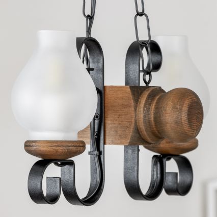 Brilagi - Lampadario a sospensione con catena RUSTIC 2xE14/40W/230V faggio