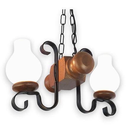 Brilagi - Lampadario a sospensione con catena RUSTIC 2xE14/40W/230V faggio/noce