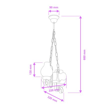 Brilagi - Lampadario a sospensione con catena RUSTIC 2xE14/40W/230V faggio/noce