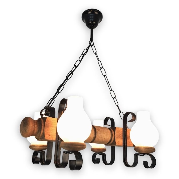 Brilagi - Lampadario a sospensione con catena RUSTIC 4xE14/40W/230V faggio