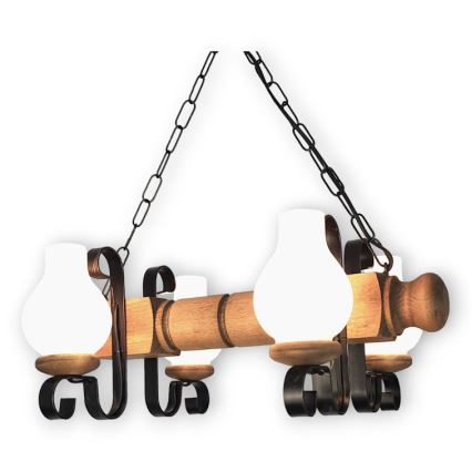 Brilagi - Lampadario a sospensione con catena RUSTIC 4xE14/40W/230V faggio