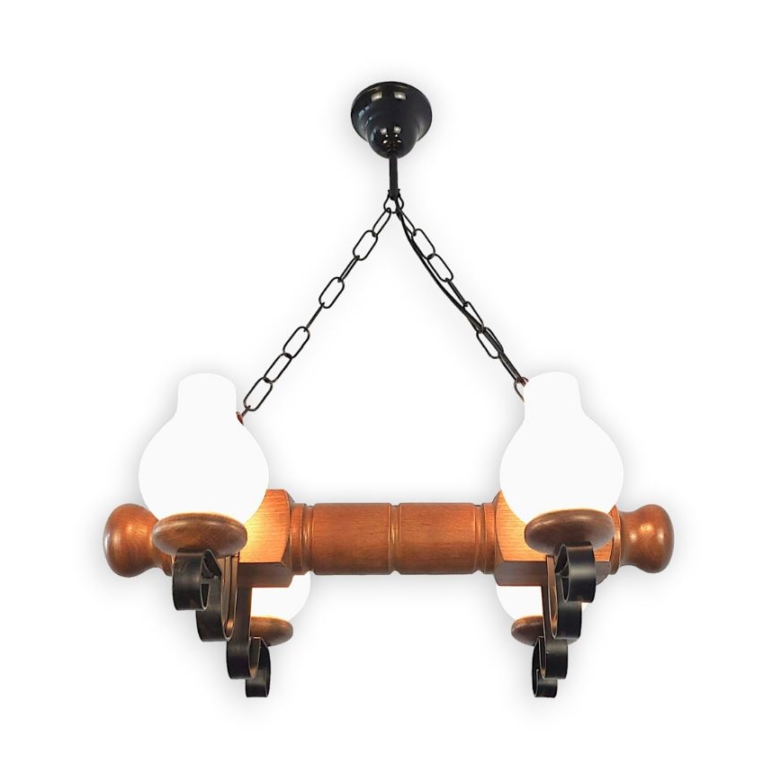 Brilagi - Lampadario a sospensione con catena RUSTIC 4xE14/40W/230V faggio/noce