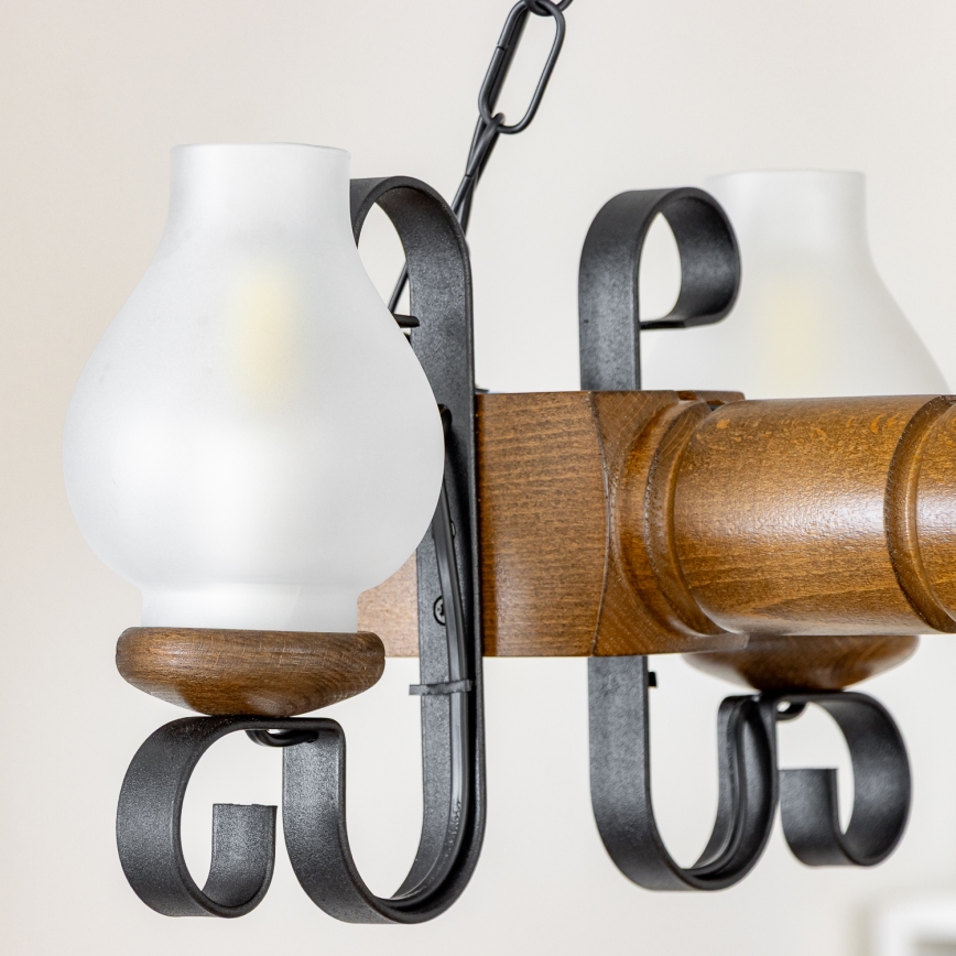 Brilagi - Lampadario a sospensione con catena RUSTIC 4xE14/40W/230V faggio/noce