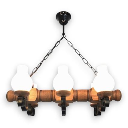 Brilagi - Lampadario a sospensione con catena RUSTIC 6xE14/40W/230V faggio