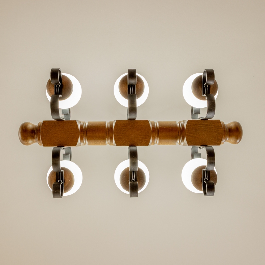 Brilagi - Lampadario a sospensione con catena RUSTIC 6xE14/40W/230V faggio/noce