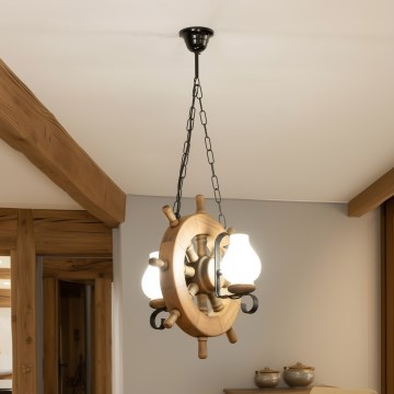 Brilagi - Lampadario a sospensione con catena TIMONA 2xE14/40W/230V faggio