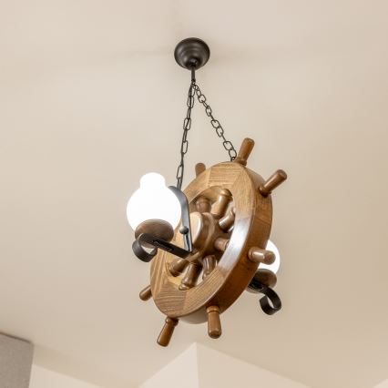 Brilagi - Lampadario a sospensione con catena TIMONA 2xE14/40W/230V faggio/noce