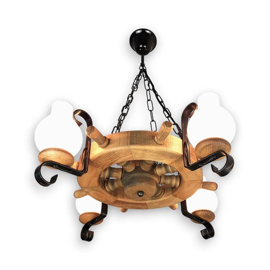 Brilagi - Lampadario a sospensione con catena TIMONA 4xE14/40W/230V faggio