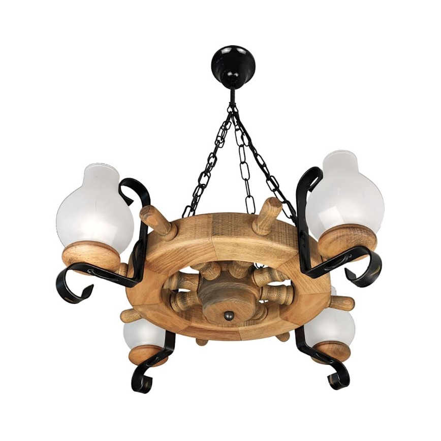 Brilagi - Lampadario a sospensione con catena TIMONA 4xE14/40W/230V faggio