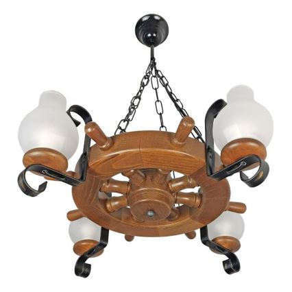 Brilagi - Lampadario a sospensione con catena TIMONA 4xE14/40W/230V faggio/noce