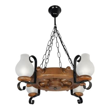 Brilagi - Lampadario a sospensione con catena TIMONA 4xE14/40W/230V faggio/noce