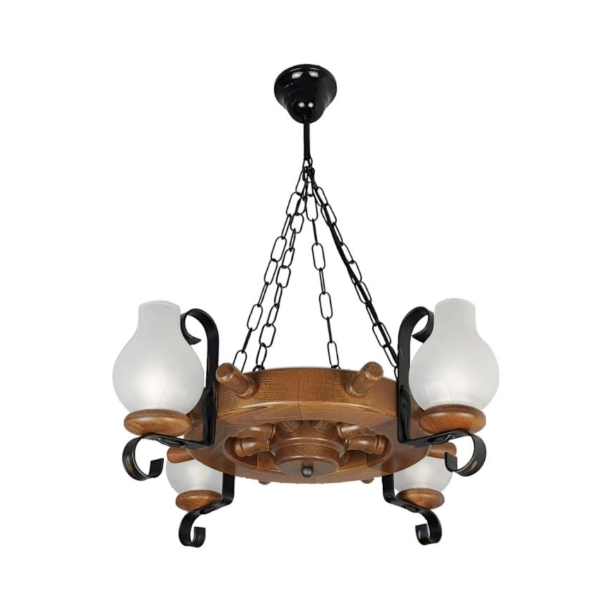 Brilagi - Lampadario a sospensione con catena TIMONA 4xE14/40W/230V faggio/noce