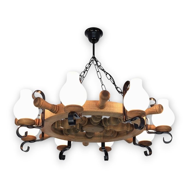 Brilagi - Lampadario a sospensione con catena TIMONA 8xE14/40W/230V faggio