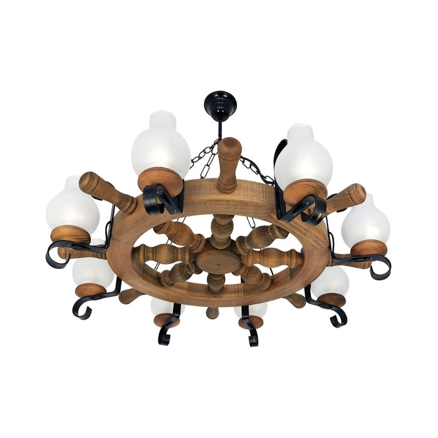 Brilagi - Lampadario a sospensione con catena TIMONA 8xE14/40W/230V faggio