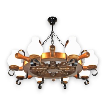 Brilagi - Lampadario a sospensione con catena TIMONA 8xE14/40W/230V faggio/noce