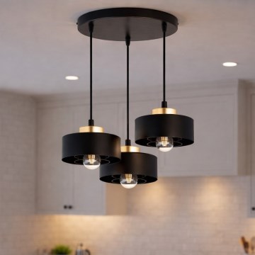 Brilagi - Lampadario a sospensione con cavo 3xE27/60W/230V nero/oro