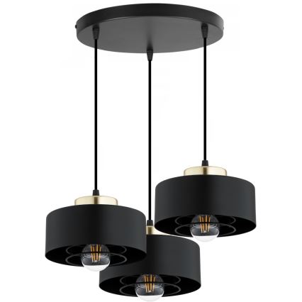 Brilagi - Lampadario a sospensione con cavo 3xE27/60W/230V nero/oro