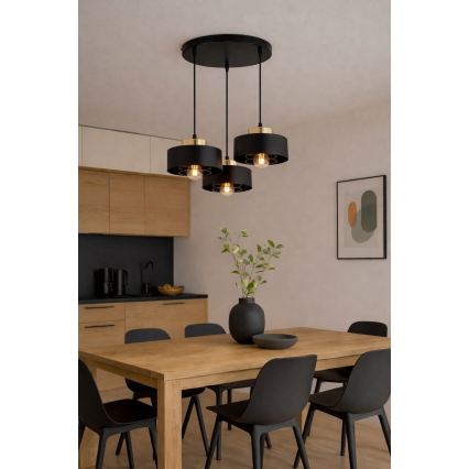 Brilagi - Lampadario a sospensione con cavo 3xE27/60W/230V nero/oro
