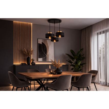 Brilagi - Lampadario a sospensione con cavo 3xE27/60W/230V nero/oro