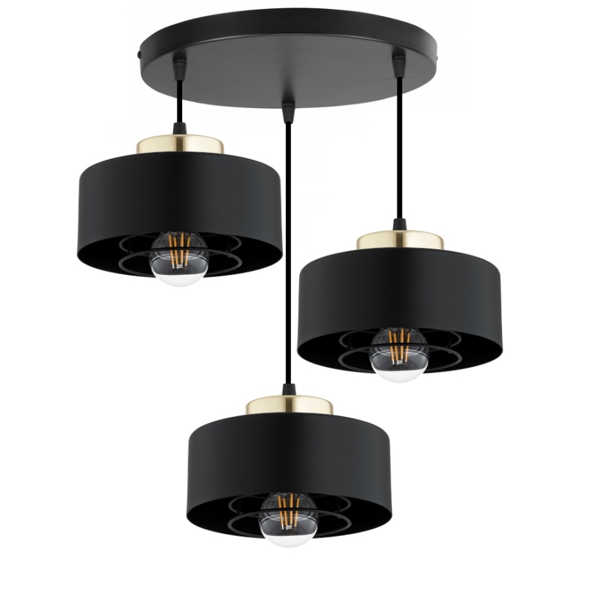 Brilagi - Lampadario a sospensione con cavo 3xE27/60W/230V nero/oro