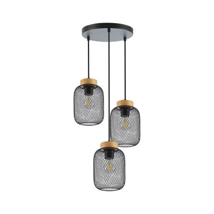 Brilagi - Lampadario a sospensione con cavo BASKLITE 3xE27/15W/230V legno/nero