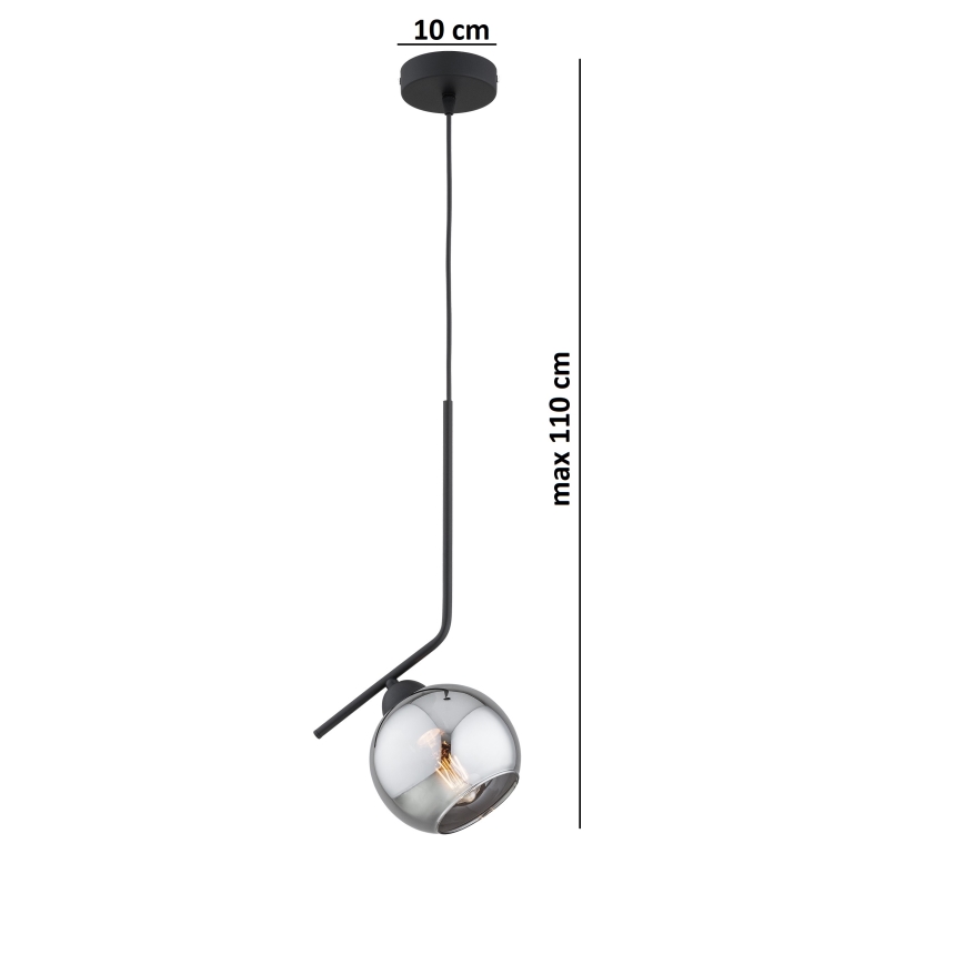 Brilagi - Lampadario a sospensione con cavo DIOR 1xE27/60W/230V nero/grigio fumé