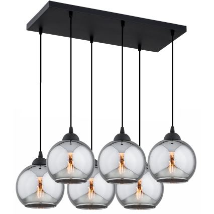 Brilagi - Lampadario a sospensione con cavo DIOR 6xE27/60W/230V nero/grigio fumé