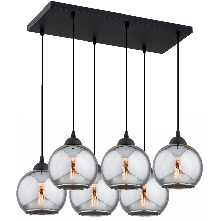 Brilagi - Lampadario a sospensione con cavo DIOR 6xE27/60W/230V nero/grigio fumé