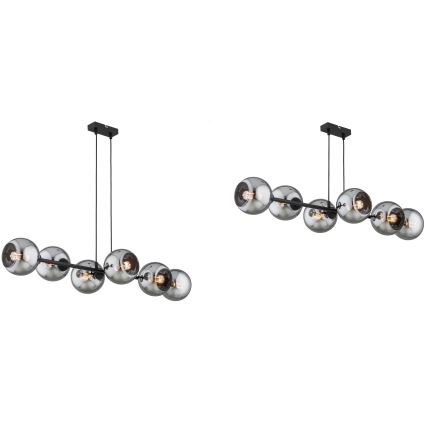 Brilagi - Lampadario a sospensione con cavo DIOR 6xE27/60W/230V nero/grigio fumo